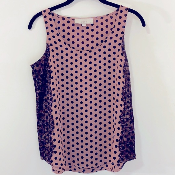 LOFT Polka Dot Lace Tank Top - Picture 2 of 6